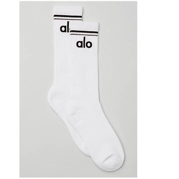 Alo Yoga Unisex Throwback Socks WHITE/BLACK - Picture 1 of 1